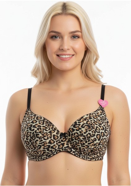 Kadın Destekli Balenli Leopar Desen Sütyen BB2060