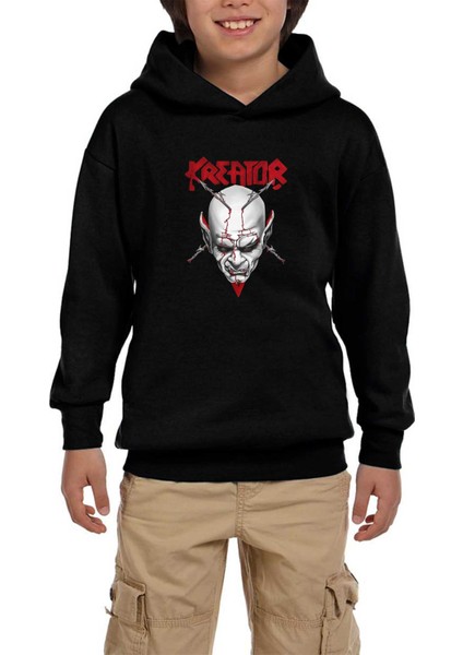 Kreator Siluet Logo Siyah Çocuk Kapşonlu Sweatshirt