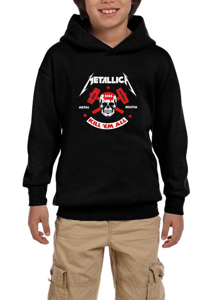 Metallica Kill'em All Siyah Çocuk Kapşonlu Sweatshirt