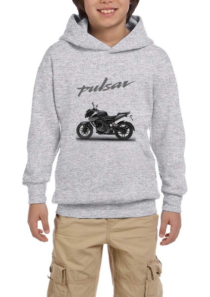 Pulsar NS200 Moto Gri Çocuk Kapşonlu Sweatshirt