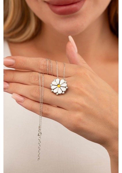 Açılır Kapanır Çift Kullanımlı Papatya Kadın Gümüş Kolye modelleri