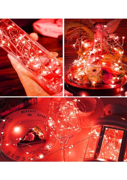 Ev Balkon ve Parti Için 10 Metre Kırmızı Renk Pilli Peri LED Yılbaşı Süsü Işık fırsatları