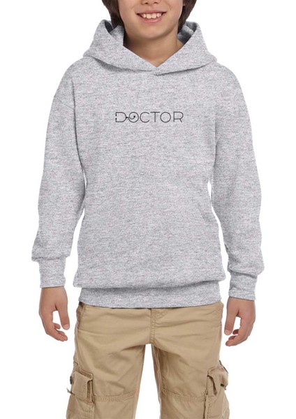 Doctor Gri Çocuk Kapşonlu Sweatshirt