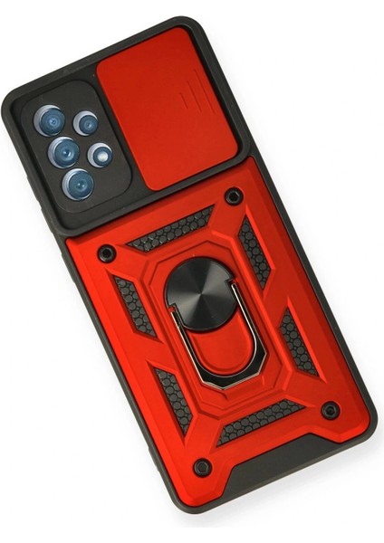 Samsung Galaxy A32 Kılıf Pars Lens Yüzüklü Silikon - Kırmızı modelleri