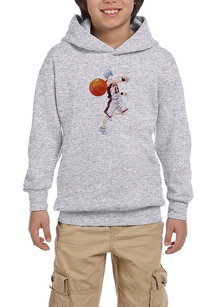 Baller Blue Anime Pass Gri Çocuk Kapşonlu Sweatshirt
