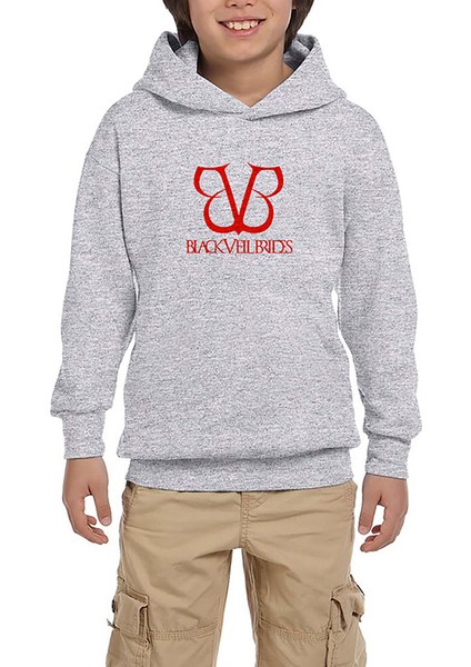 Black Veil Brides Band Logo Gri Çocuk Kapşonlu Sweatshirt