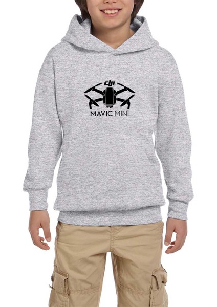 Dji Mavic Mini Gri Çocuk Kapşonlu Sweatshirt