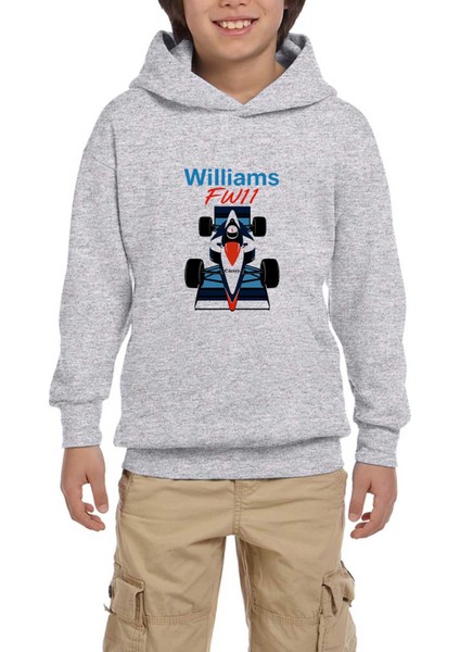 F1 Williams Gri Çocuk Kapşonlu Sweatshirt
