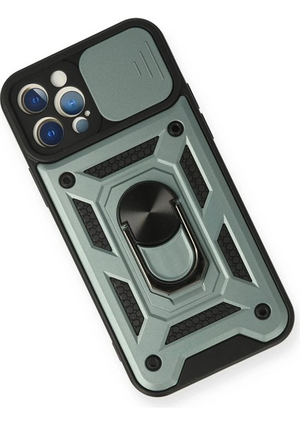 iPhone 12 Pro Kılıf Pars Lens Yüzüklü Silikon - Yeşil modelleri