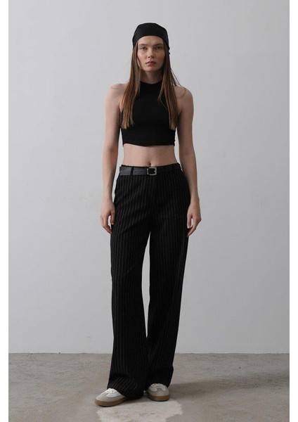 Kemerli Palazzo Pantolon - Siyah-Beyaz fiyatları