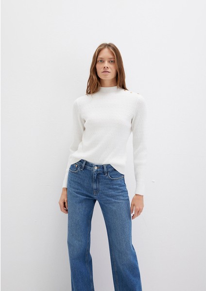 Omuz Detaylı Ekru Kazak 1710798-70057