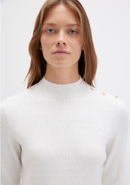 Omuz Detaylı Ekru Kazak 1710798-70057