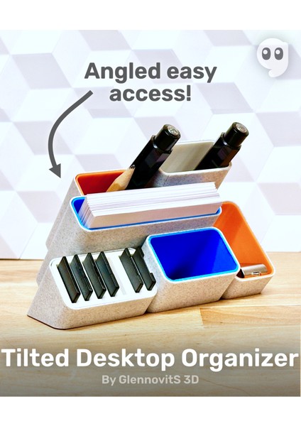 Eğimli Masaüstü Düzenleyici (Minimum, Modern ve Renkli Saklama Alanı)