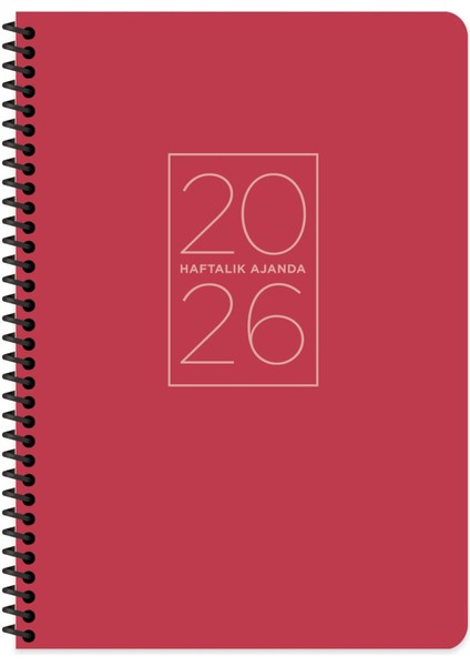 Keskin 2026-20*28 Spiralli Haftalık Ajanda-Kırmızı