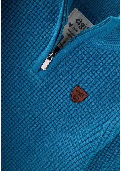 Selanik Triko Fermuarlı Kazak 2-11 Yaş Turkuaz modelleri