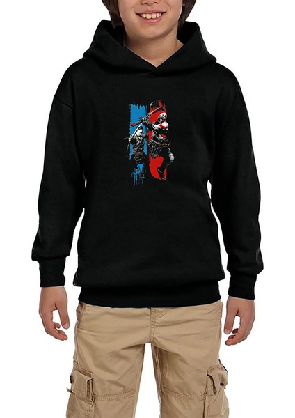 God Of War Atreus Kratos Family Siyah Çocuk Kapşonlu Sweatshirt