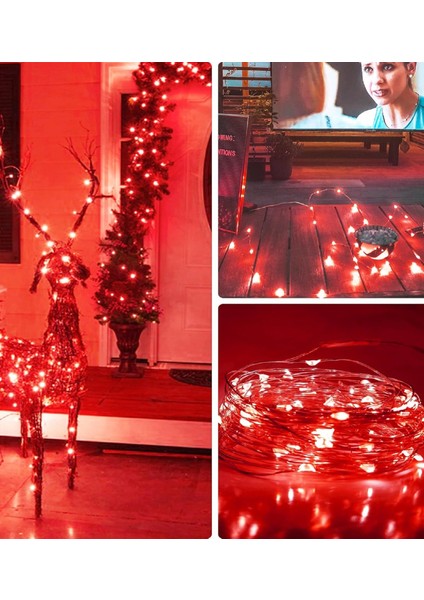 Ev Balkon ve Parti Için 3 Metre Pilli Kırmızı Renk Peri LED Yılbaşı Süsü Işık