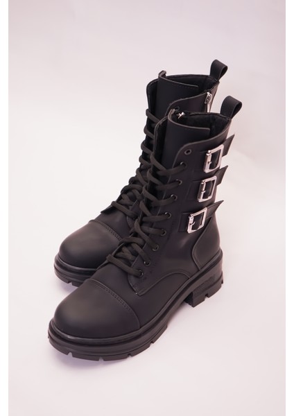 Siyah 3 Toka Detaylı Bağcıklı Fermuarlı Nubuk Bot Kadın Bot Bağcıklı Bot Kadın Postal fiyatları