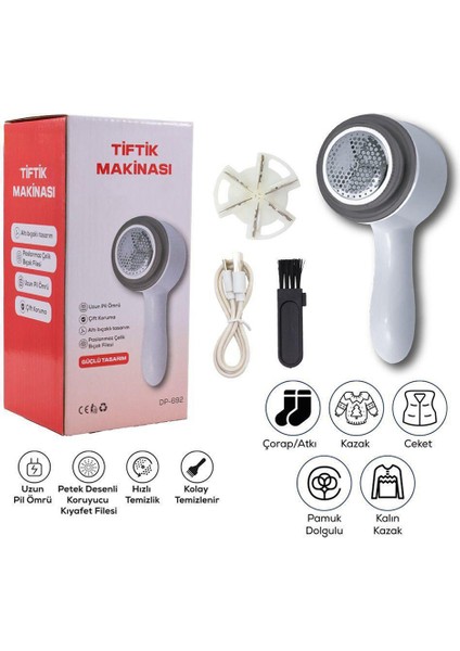 USB Şarjlı Altı Bıçaklı Tiftik Temizleme Makinesi Kumaş Tüy Alma Cihazı Hızlı Kolay Güvenli Temizlik