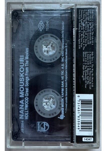 Nana Mouskouri Hollywood Great Songs From The Movies Kaset (Orijinal Dönem Baskı Kaset) fiyatları