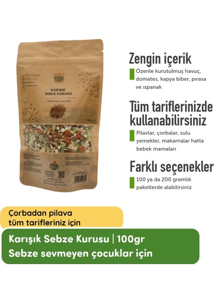 Karışık Sebze Kurusu | 100 gram fiyatları