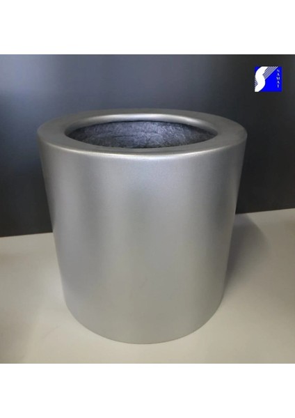 Gümüş Renkli Dekoratif Fiber Saksı 35cm X 35cm