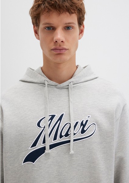 Mavi Logo Kapüşonlu Gri Sweatshirt 0S10469-80018