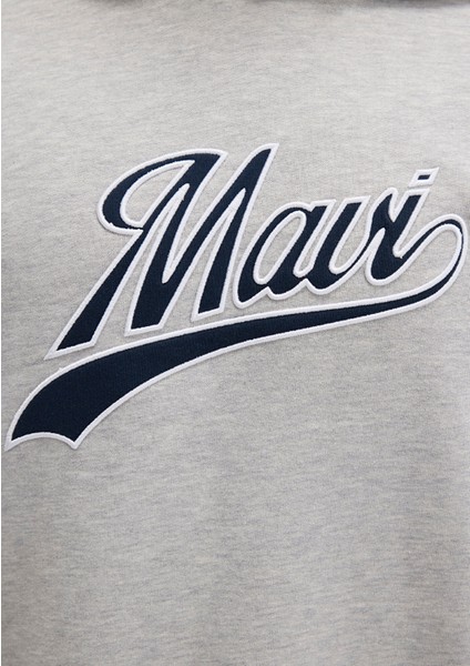 Mavi Logo Kapüşonlu Gri Sweatshirt 0S10469-80018