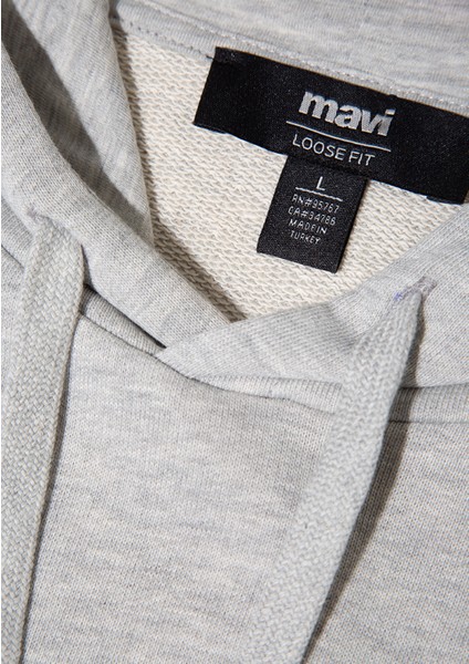 Mavi Logo Kapüşonlu Gri Sweatshirt 0S10469-80018