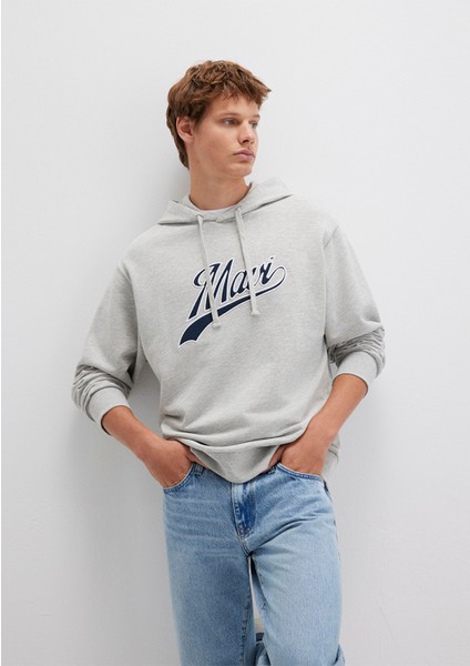 Mavi Logo Kapüşonlu Gri Sweatshirt 0S10469-80018