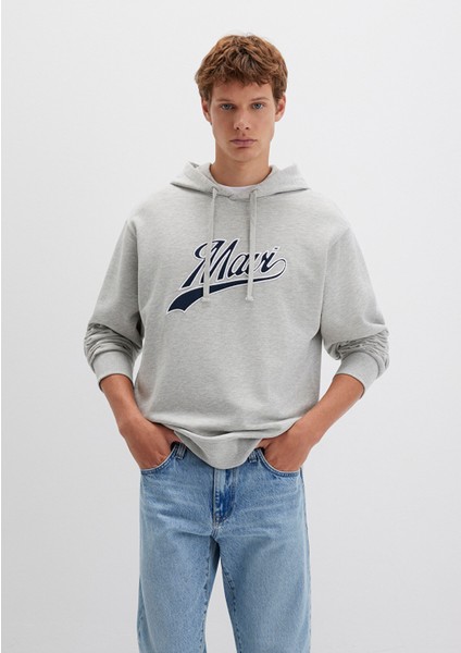 Mavi Logo Kapüşonlu Gri Sweatshirt 0S10469-80018