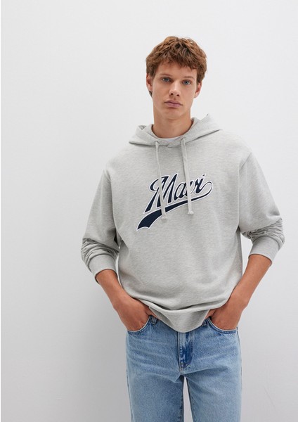 Mavi Logo Kapüşonlu Gri Sweatshirt 0S10469-80018