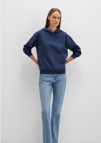 Kapüşonlu Lacivert Basic Sweatshirt 167299-70488