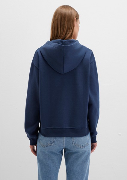 Kapüşonlu Lacivert Basic Sweatshirt 167299-70488