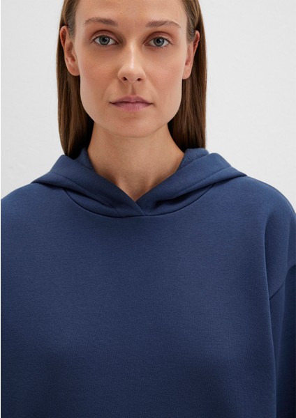 Kapüşonlu Lacivert Basic Sweatshirt 167299-70488