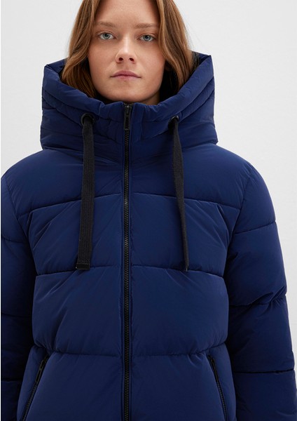 Kapüşonlu Lacivert Şişme Mont 1110043-81774