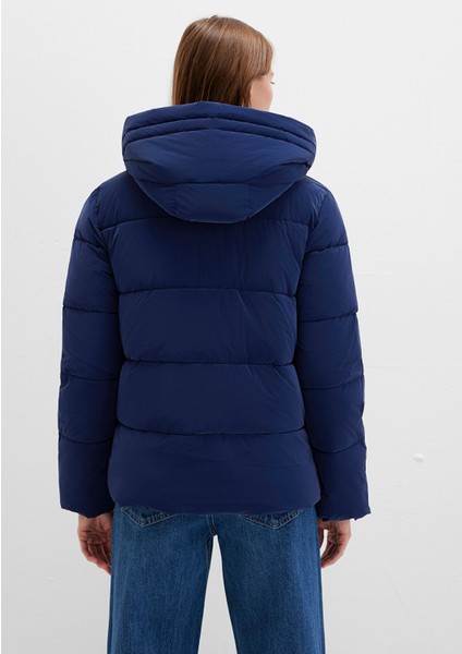 Kapüşonlu Lacivert Şişme Mont 1110043-81774