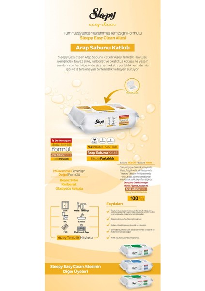 easy Clean Yüzey Temizlik Havlusu 100 Lü 4 Paket (400 Yaprak) Ipek Makyaj Temizlik Pedi Hediye modelleri