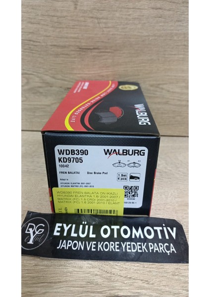 WDB390 58101-2DA31 Fren Balata On Ikazlı Hyundaı Elantra 1.6i 2001-2007 / Matrıx (Fc) 1.5 Crdı 2001-2010 / Matrıx (Fc) 1.6 2001-2010 / Elantra 2.0 Crdı 2001-2007 |fren fiyatları