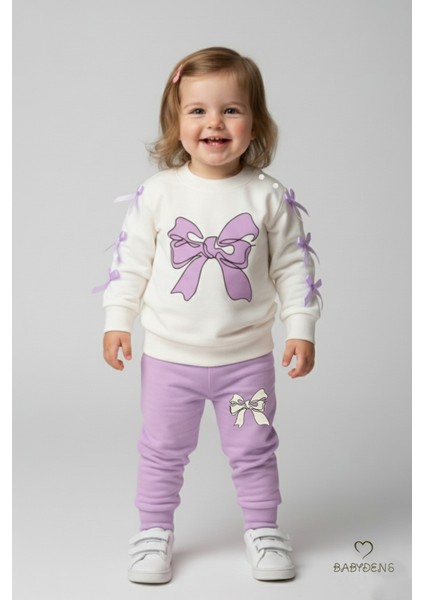 Fiyonklu Kız Bebek 2’li Eşofman Takımı Omuz Çıtçıtlı,yan Kurdele DETAYLI,%100PAMUK Mevsimlik Alt-Üst