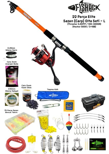 23 Parça Elite Sazan (Carp) Olta Seti L - 3.30MT / 100-300GR