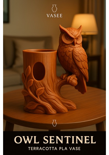 Vazo Sanatı – Bilge Bir Ifadeye Sahip Baykuş Organizatörü Saksı