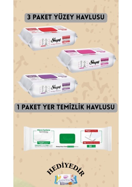 Yüzey Temizlik Havlusu Kiraz Çiçeği-Lilyum-Orkide 300 Yaprak Mop Uyumlu 1 Paket 50 Yaprak