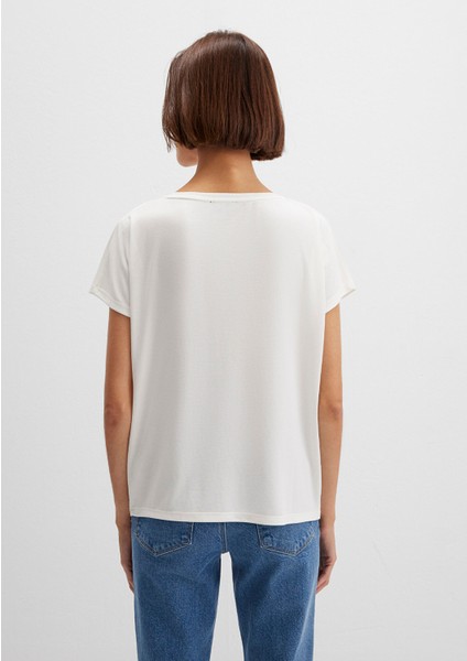 Lux Touch TENCEL TM Modal Ekru Basic Tişört 167245-25705