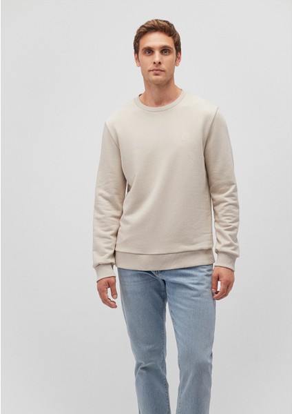 Bisiklet Yaka Bej Basic Sweatshirt 065751-35111