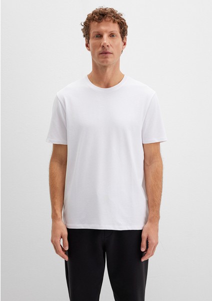 Stretch Beyaz Basic Tişört 0610252-620