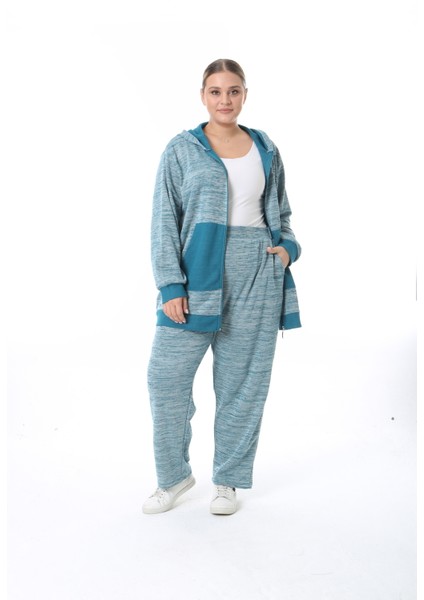 Kadın Büyük Beden Selanik Kumaş Lacivert Alt Üst Takım fırsatları