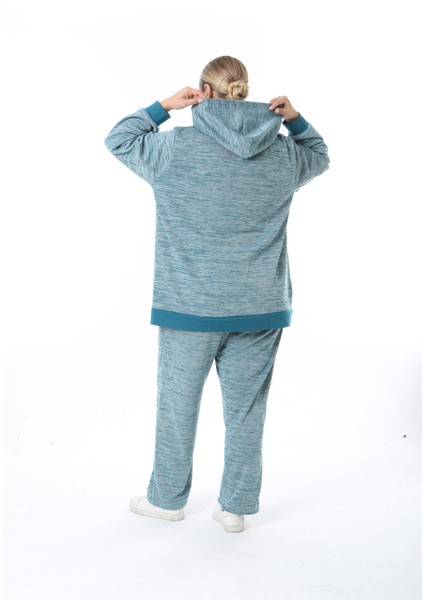 Kadın Büyük Beden Selanik Kumaş Lacivert Alt Üst Takım