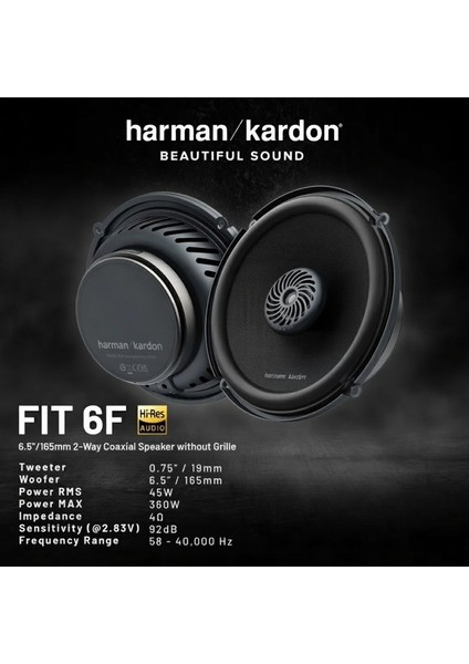Harman Kardon Fıt 6f 16.5 cm 360 Watt 2 Yollu Oto Hoparlör Takımı