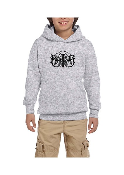 Marduk Logo Gri Çocuk Kapşonlu Sweatshirt